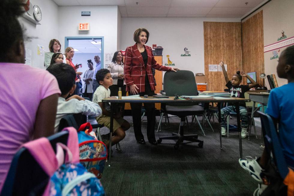 U.S. Sen. Catherine Cortez Masto, D-Nev., visits with the students of Alex Najarro’s cla ...