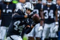 Raiders cornerback Woo Governor (44) catches a pass as they face the Dallas Cowboys for their N ...