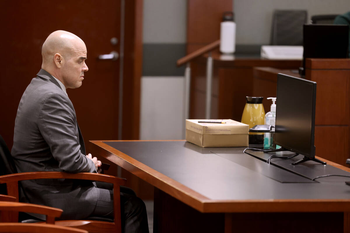 Robert Telles waits in the courtroom during his murder trial at the Regional Justice Center in ...