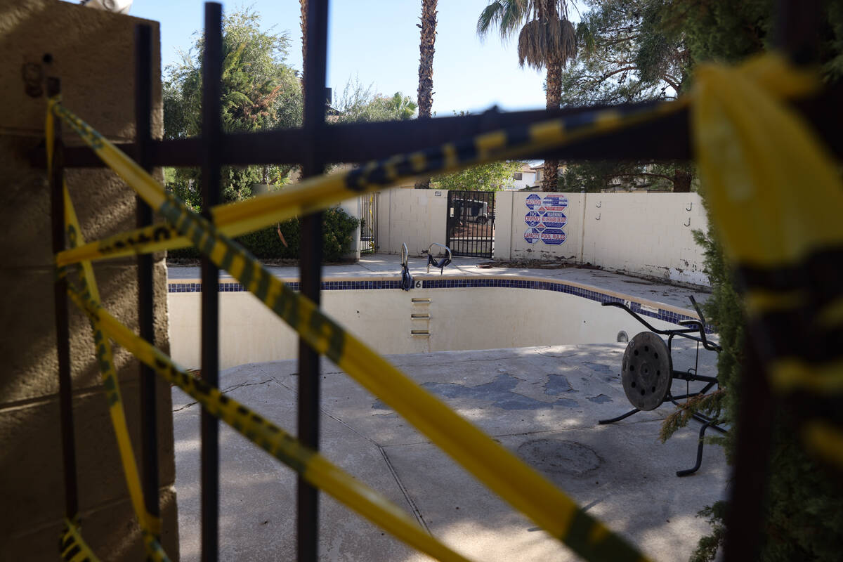 An empty an unused pool in Somerset Park in Henderson, Tuesday, Aug. 27, 2024. Residents receiv ...