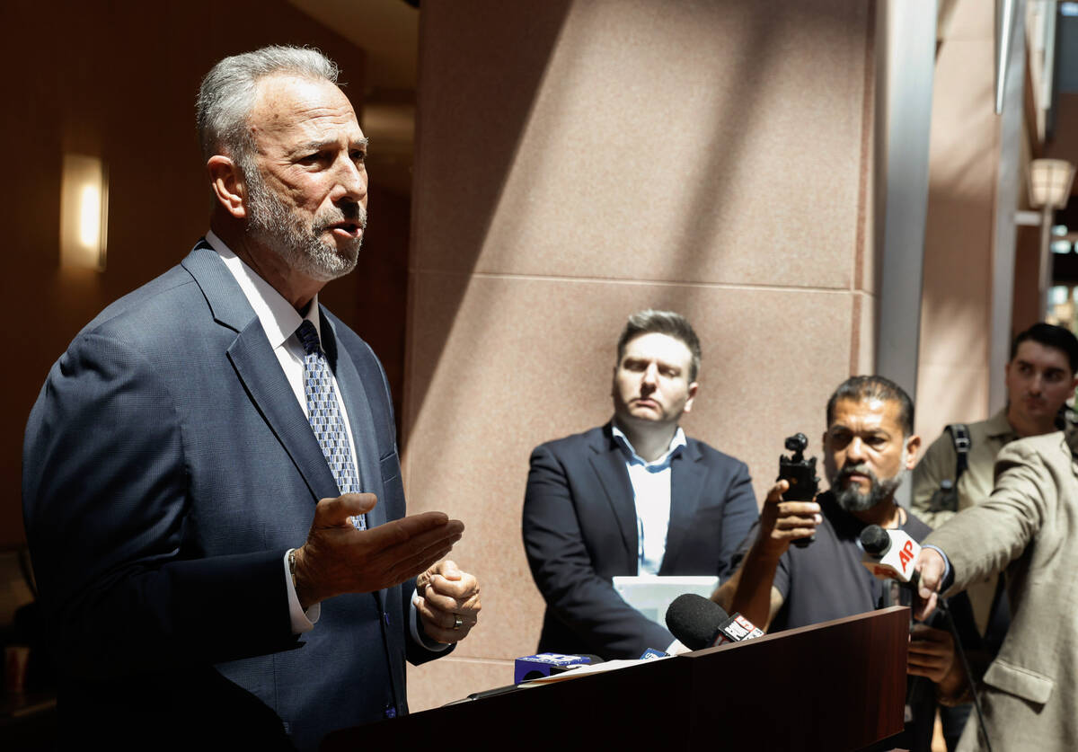 Clark County District Attorney Steve Wolfson addresses the media about the guilty verdict in fo ...