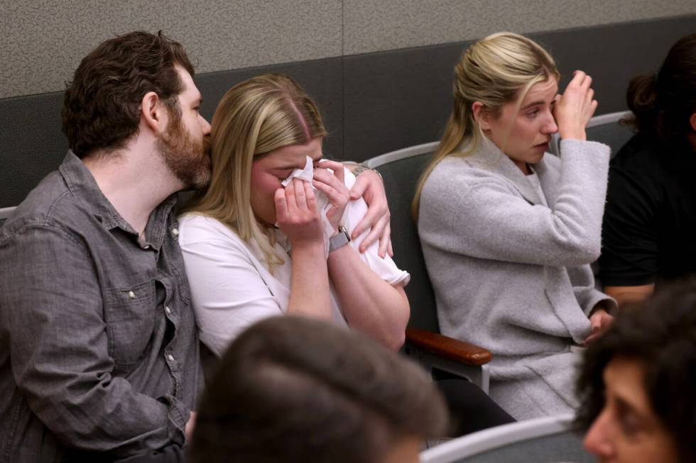 Nieces of Jeff German, Morgan Smith, left, and Lexie Zellner react to the guilty verdict in Rob ...