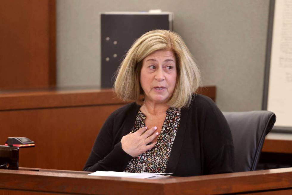 Julie Smith, sister of Jeff German, testifies on the witness stand during the penalty phase of ...