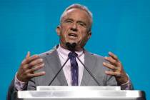 Robert F. Kennedy Jr. speaks during the Freedom Fest at the Caesars Forum Conference Center, Fr ...