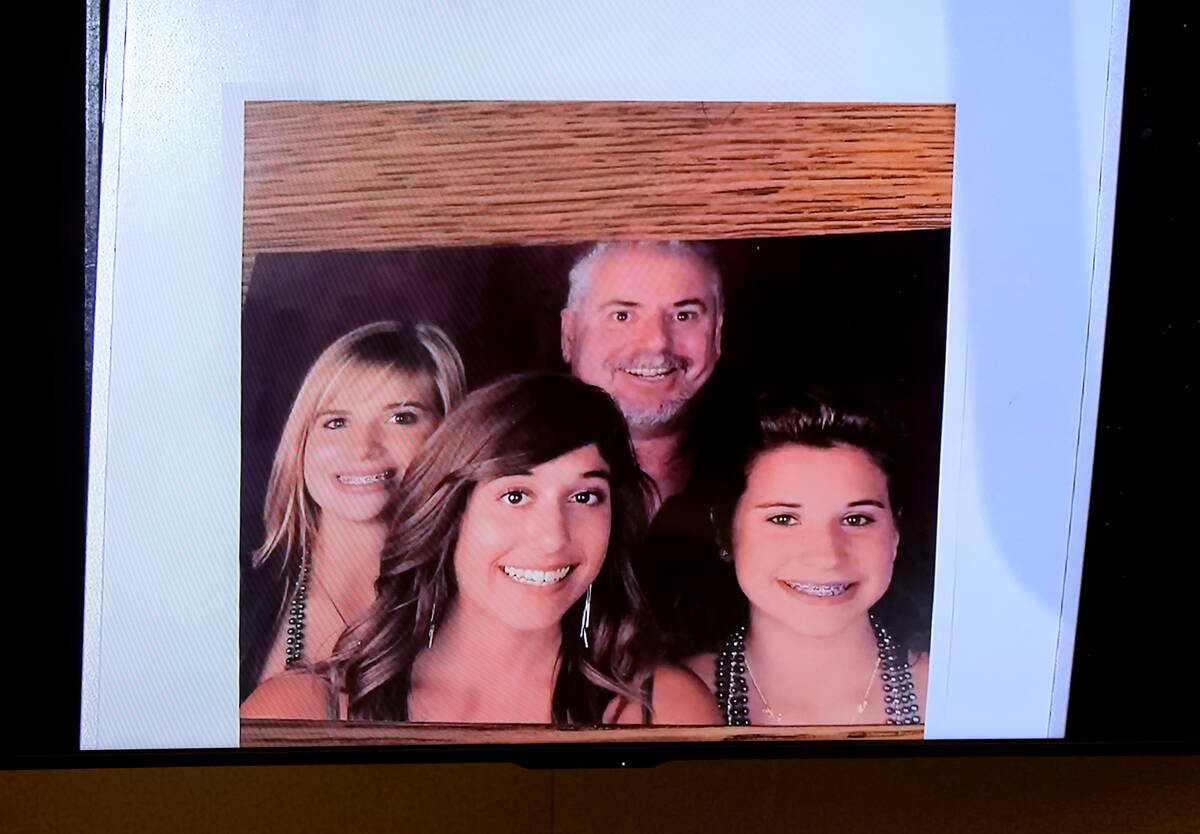 A family photo of Jeff German is shown in court during the penalty phase of Robert Telles’ mu ...