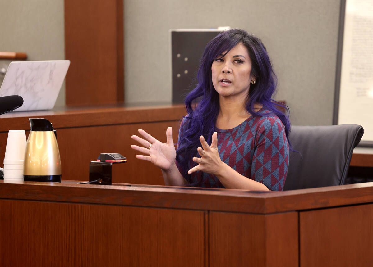 Mary Ann Ismael, wife of Robert Telles, testifies on the witness stand during the penalty phase ...