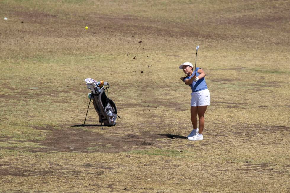 Bishop Gorman’s Francine Paloma competes during the Class 5A Mountain League girls golf ...