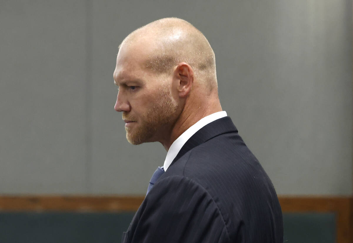 Daniel Rodimer, right, appears in court during a hearing at the Regional Justice Center, on Thu ...