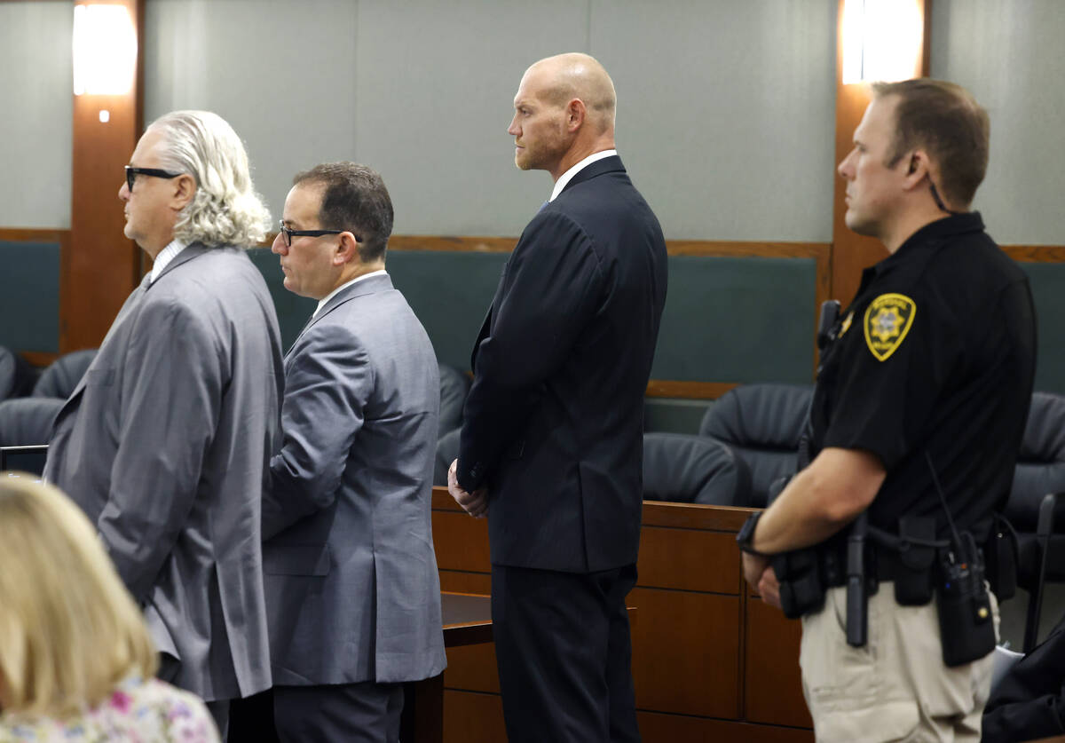 Daniel Rodimer, second right, appears in court with his attorneys David Chesnoff, left, and Ric ...