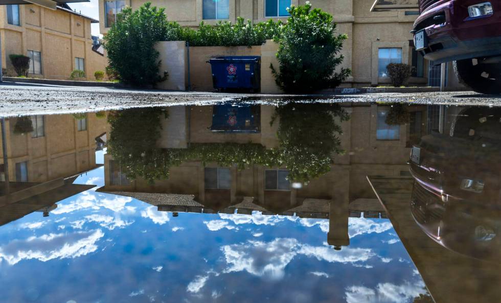 Water continues to pool in one of many carports in the Somerset Park community where seeping is ...