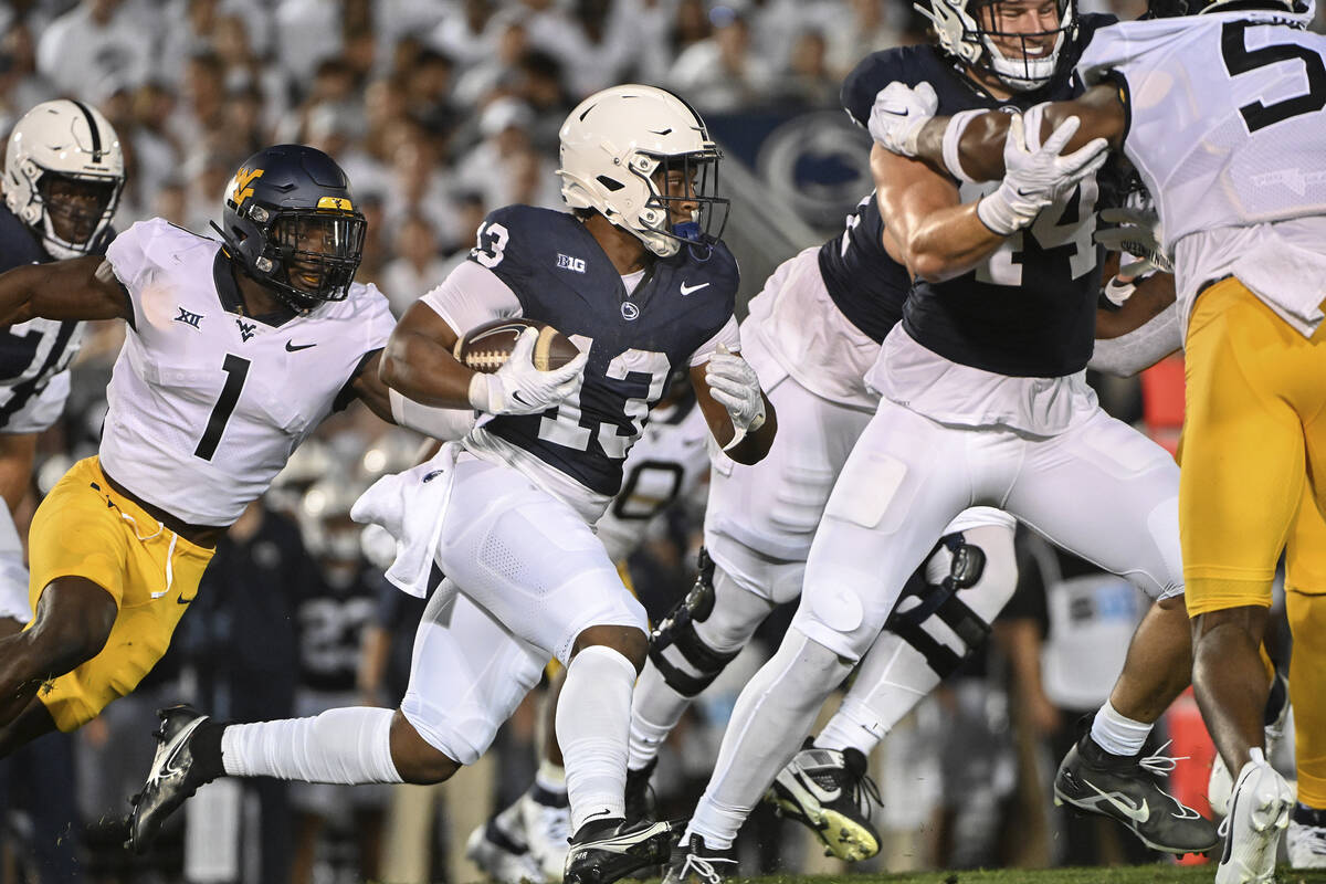 Penn State running back Kaytron Allen (13) runs during an NCAA college football game against We ...