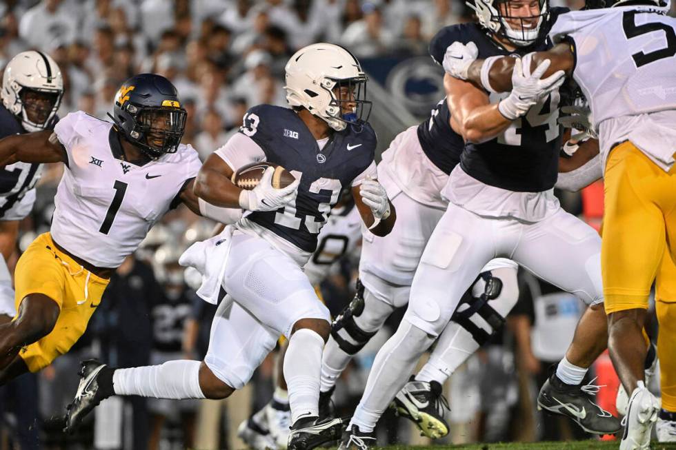 Penn State running back Kaytron Allen (13) runs during an NCAA college football game against We ...