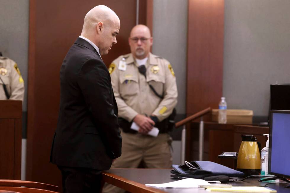 Robert Telles reacts to the guilty verdict in his murder trial at the Regional Justice Center i ...