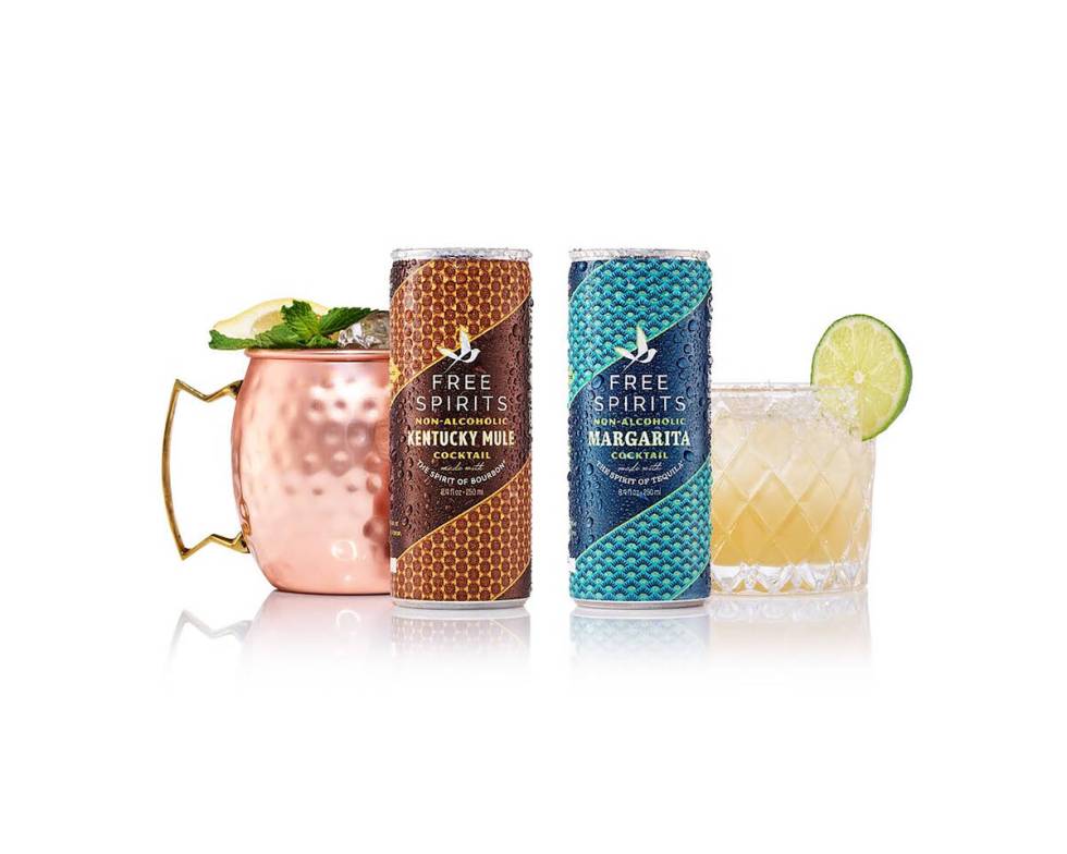 Kentucky Mule and Margarita canned mocktails from Sin City Saints Booze-Free Bottle Shop in dow ...