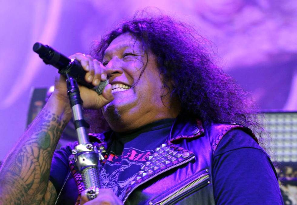 Chuck Billy with Testament performs as the opener for Slayer at Cellairis Amphitheatre at Lakew ...