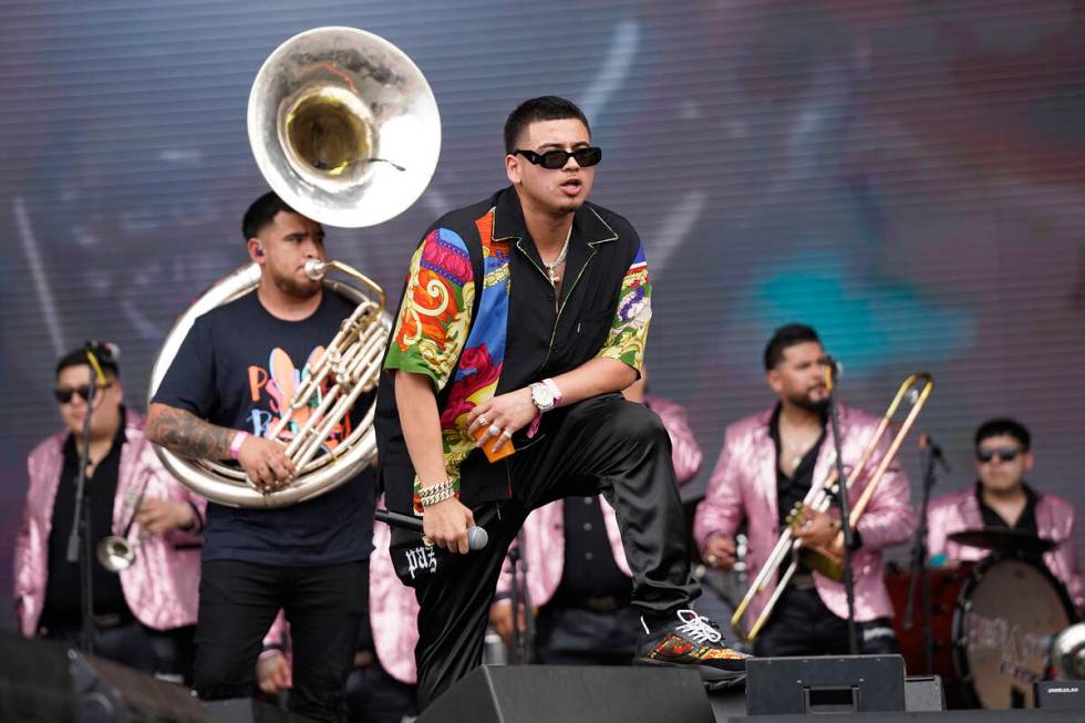 Fuerza Regida performs at the Suenos music festival on Sunday, May 29, 2022, at Grant Park in C ...