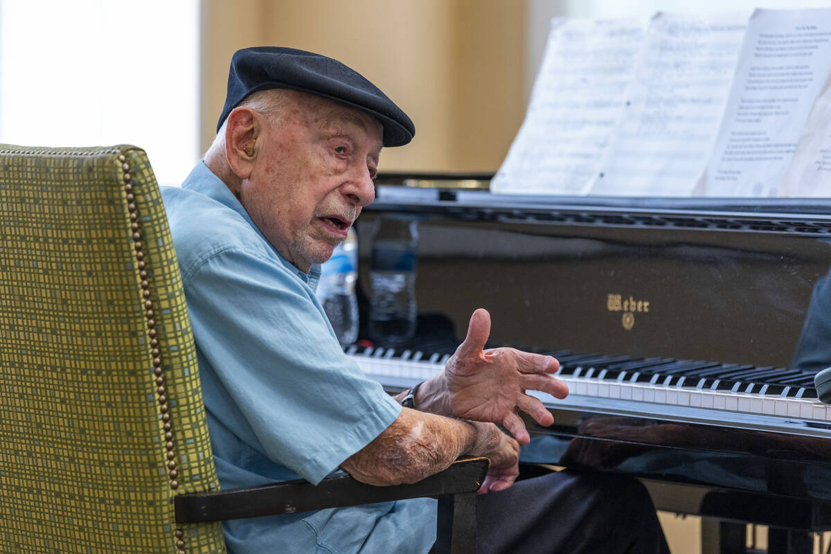 95-year-old pianist Don "Pops" Friend chats with his audience as he plays his finale ...