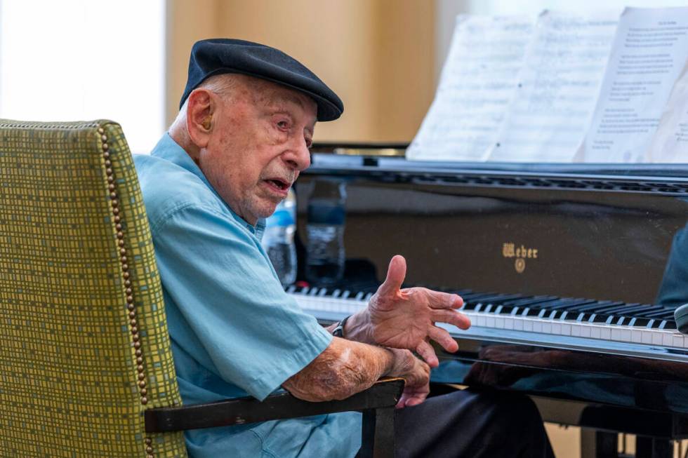 95-year-old pianist Don "Pops" Friend chats with his audience as he plays his finale ...