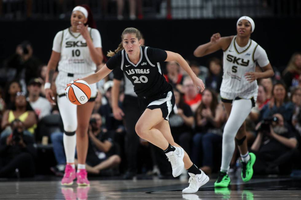 Las Vegas Aces guard Kate Martin (20) breaks away with her steal during the second half of a WN ...