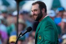 Scottie Scheffler speaks after winning the Masters golf tournament at Augusta National Golf Clu ...