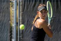 Palo Verde’s Remi Rice competes during the high school tennis matches against Clark at P ...