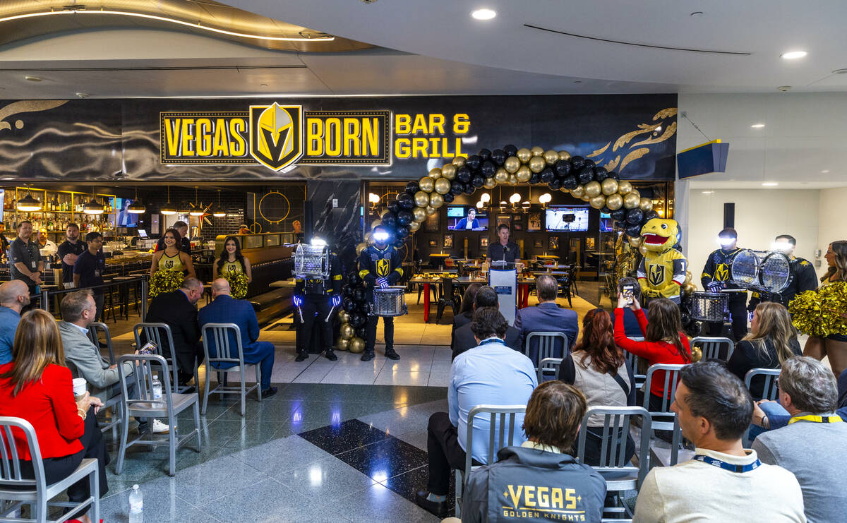 Golden Knights broadcaster Daren Millard hosts the grand opening celebration for the Vegas Born ...