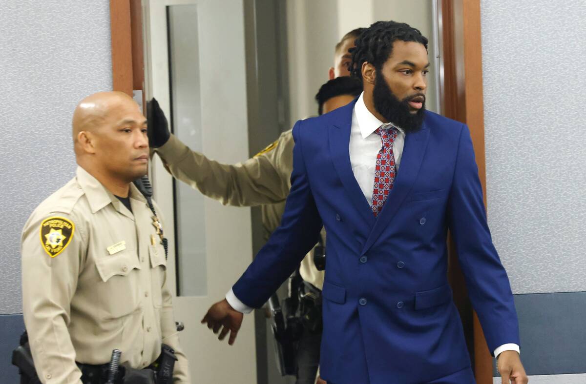 Deobra Redden enters a courtroom during his trial at the Regional Justice Center, on Wednesday, ...