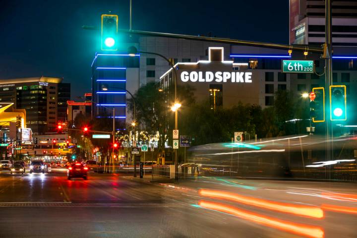 Gold Spike in downtown pictured on Tuesday, Dec. 1, 2020, in Las Vegas. (L.E. Baskow/Las Vegas ...