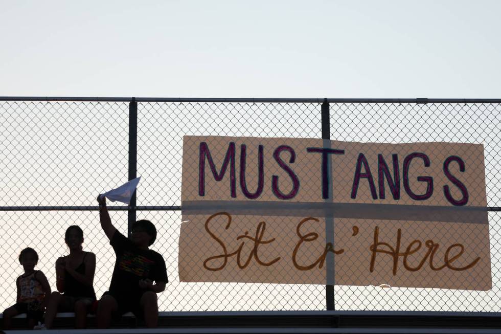 Basic fans cheer for their team during a high school football game against Green Valley at Basi ...