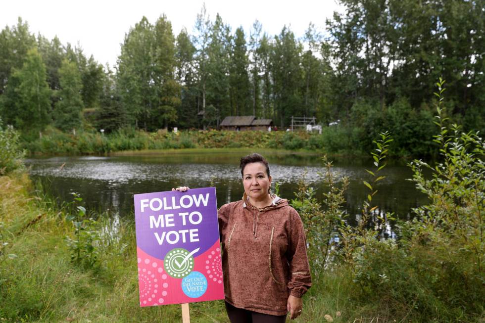 Get Out the Native Vote Alaska director Michelle Sparck at the Alaska Native Heritage Center on ...