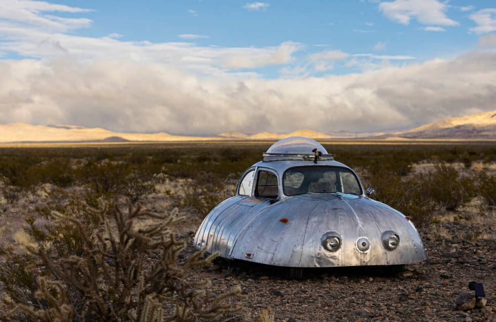 An art car from Burning Man is seen in Nipton, Calif., a small desert town purchased by enterta ...