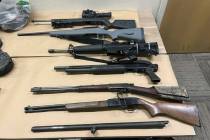 This photo shows some of the weapons confiscated from the Prunedale, Calif., home of Vicente Ar ...