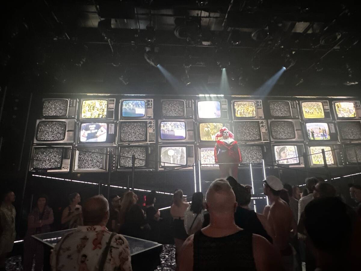 A scene from the premiere of the Spiegelworld production "DiscoShow" at Glitterloft at Linq Hot ...