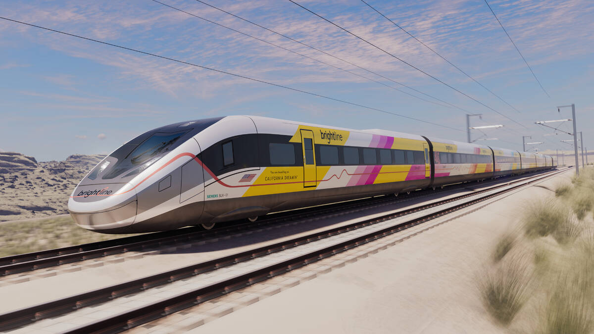 A rendering of a Siemens Mobility American Pioneer 220 train, which will be used on Brightline ...