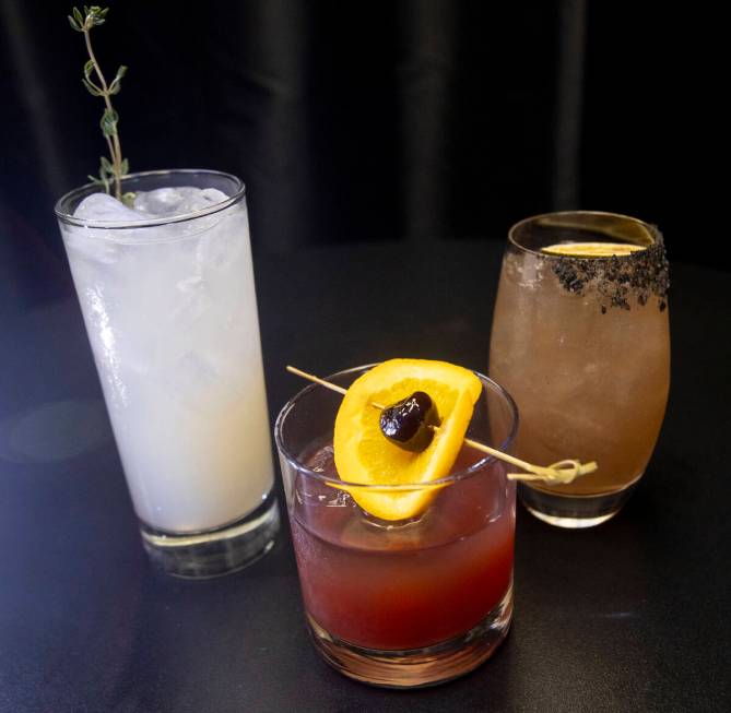 From left: a Belvedere Spiced Pear cocktail, a Hennessy Tart Cherry Sour and a Volcan de Mi Tie ...