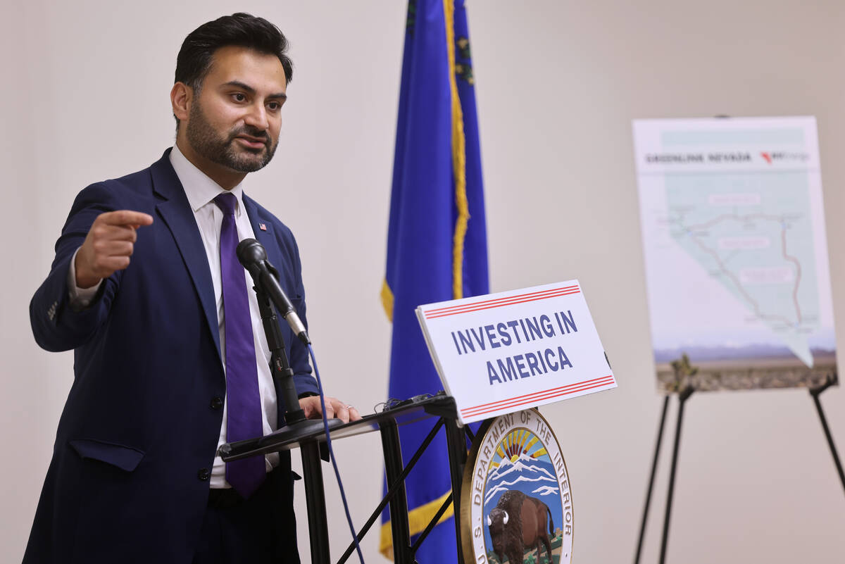 White House National Climate Adviser Ali Zaidi talks about clean energy projects in Nevada duri ...