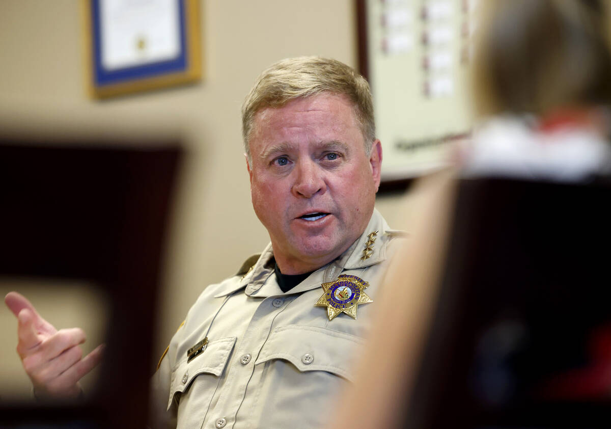 Clark County Sheriff Kevin McMahill speaks during an interview with the Review-Journal at Metro ...