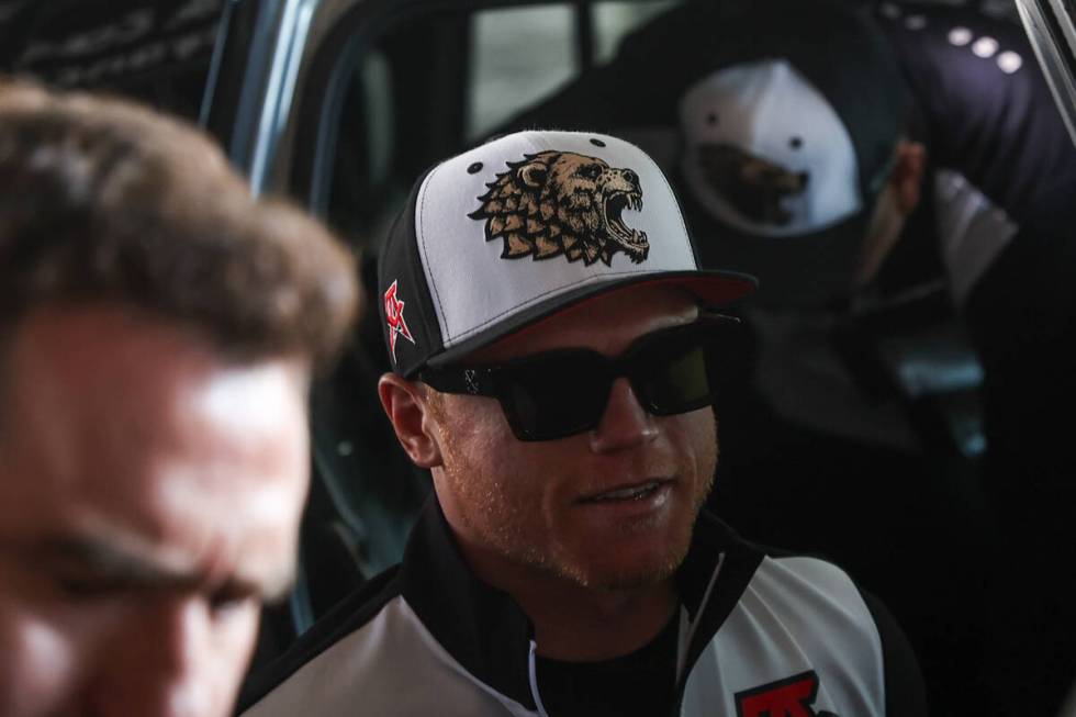 Canelo Alvarez arrives to MGM Grand ahead of his super middleweight title boxing bout against E ...