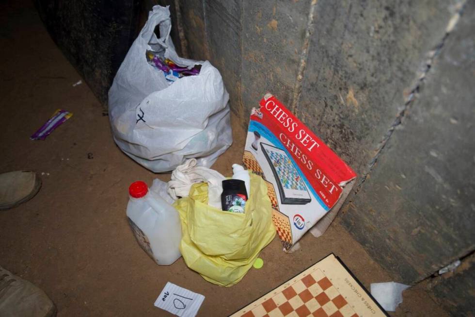 This undated photo released by the Israel Defense Forces shows the Gaza tunnel where it says si ...