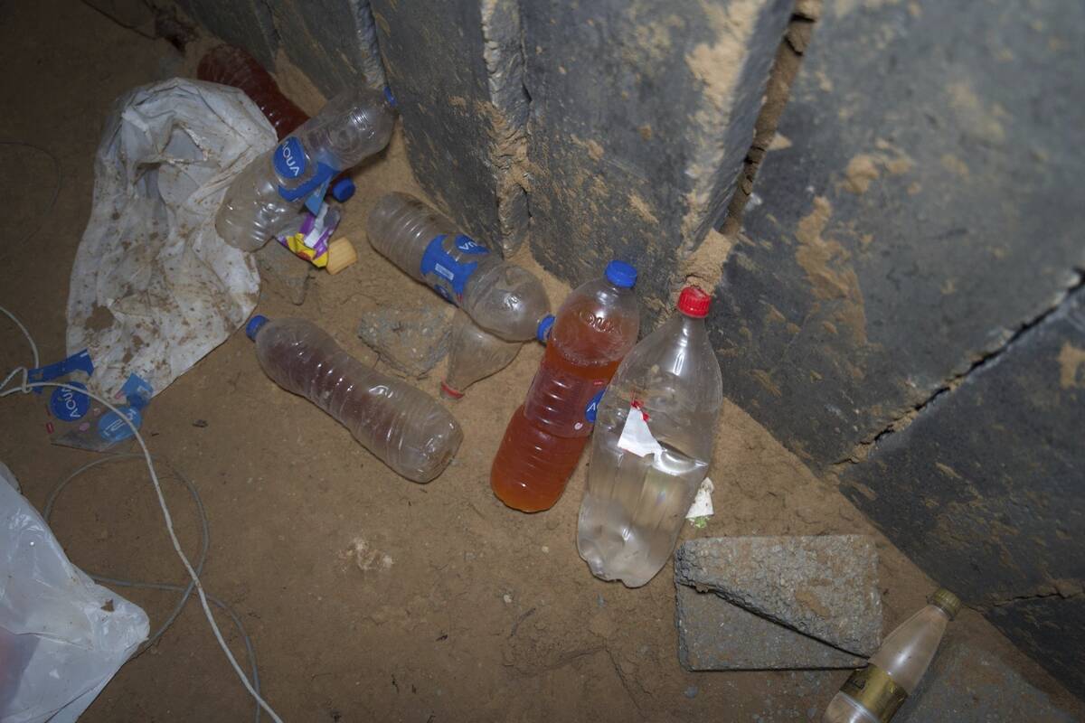 This undated photo released by the Israel Defense Forces shows the Gaza tunnel where it says si ...