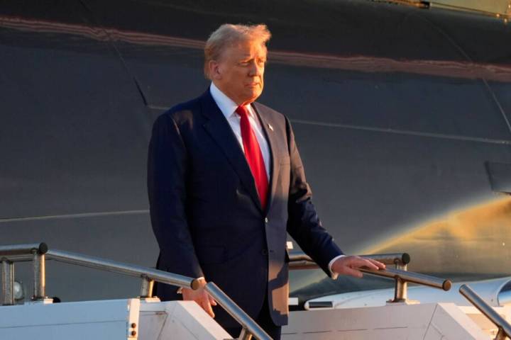 Former President Donald Trump, seen during his arrival at Philadelphia International Airport, T ...