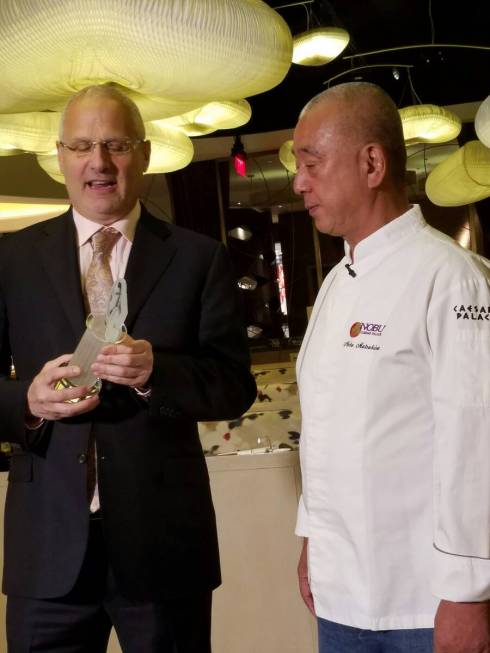 Caesars Palace President Gary Selesner and chef Nobu Matsuhisa. (Erik Kabik)