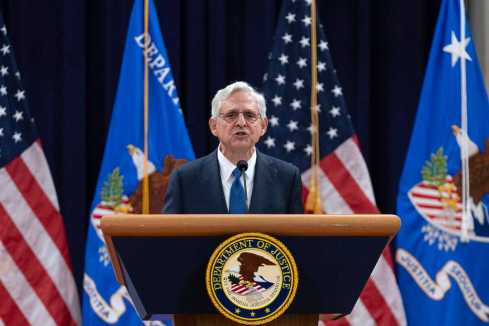 Attorney General Merrick Garland speaks to the U.S. Attorneys who have gathered for their annua ...