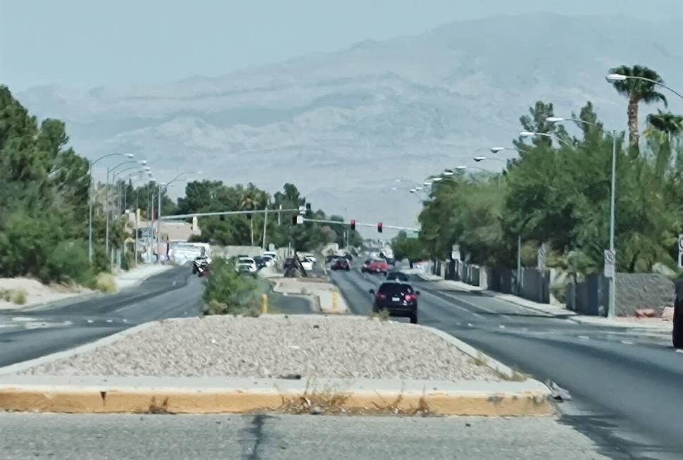 Hazy sky conditions were evident in the northwest Las Vegas Valley on Friday, Sept. 13, 2024. ( ...