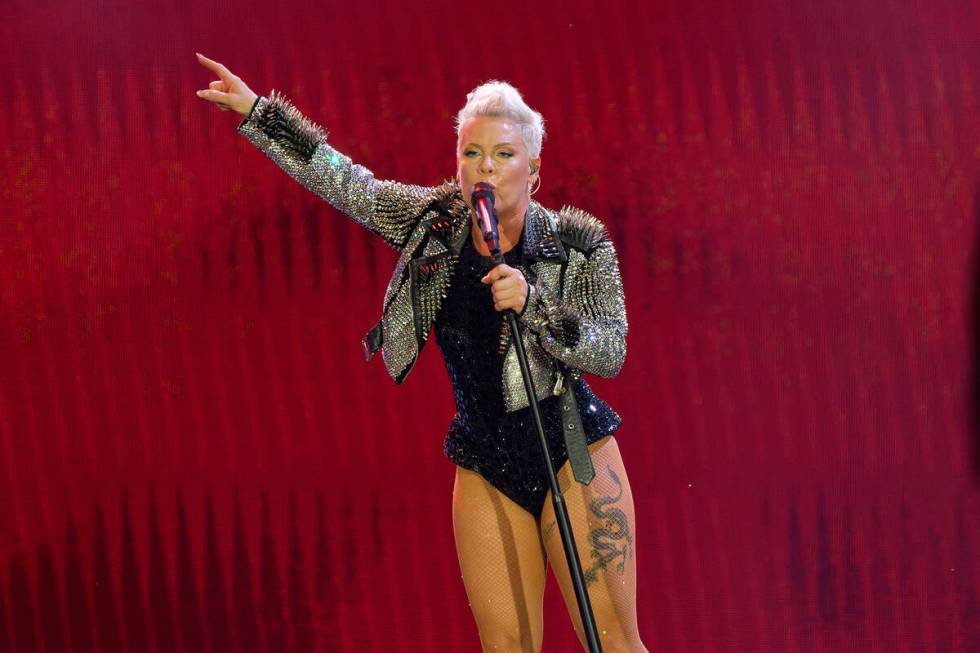 Pink performs in concert at Soldier Field on Saturday, Aug. 24, 2024, in Chicago. (Photo by Rob ...