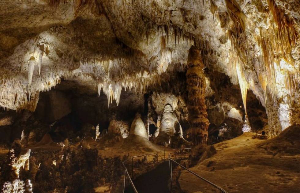 This image shows the Big Room, one of the highlights of the subterranean Carlsbad Caverns Natio ...