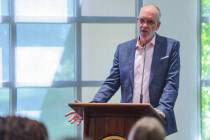 UNLV Provost Chris Heavey speaks during an event to launch the Rebel Climate Action Plan at the ...