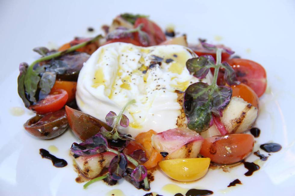 Burrata and tomato salad from Mae Daly's Fine Steaks & Whiskeys in Las Vegas. (Mae Daly's)