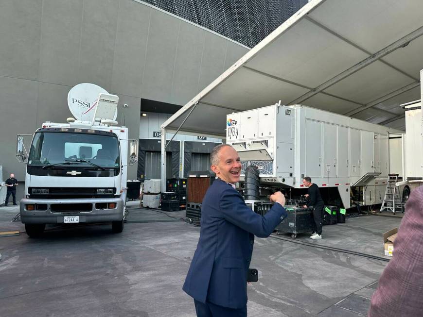 Glenn Jacobs, vice president of production for ESPN, seen near production trucks outisde of Sph ...