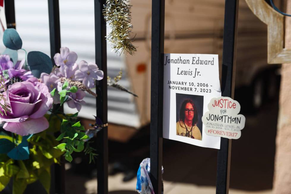 A memorial for Jonathan Lewis, a student from Rancho High School who was attacked by a group of ...